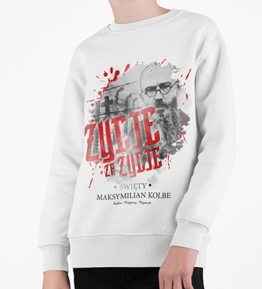 Bluza dziecięca MAKSYMILIAN KOLBE BIAŁA